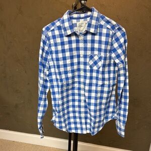American Eagle Outfitters Blue and White Casual Button Down Shirt